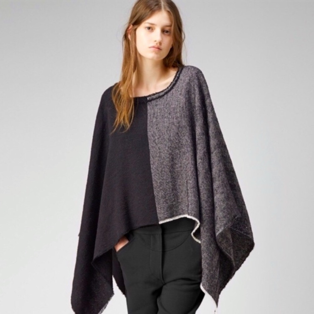 ISABEL MARANT Praise Draped Poncho Burgundy Black